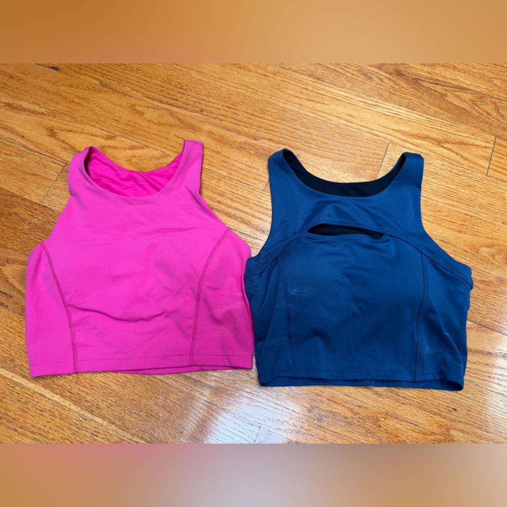 🌸Zella Hot Pink and dark blue Athletic Crop Top with Built-In Support